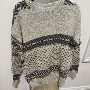 vintage Cozy Patterned Sweater in Neutral Tones